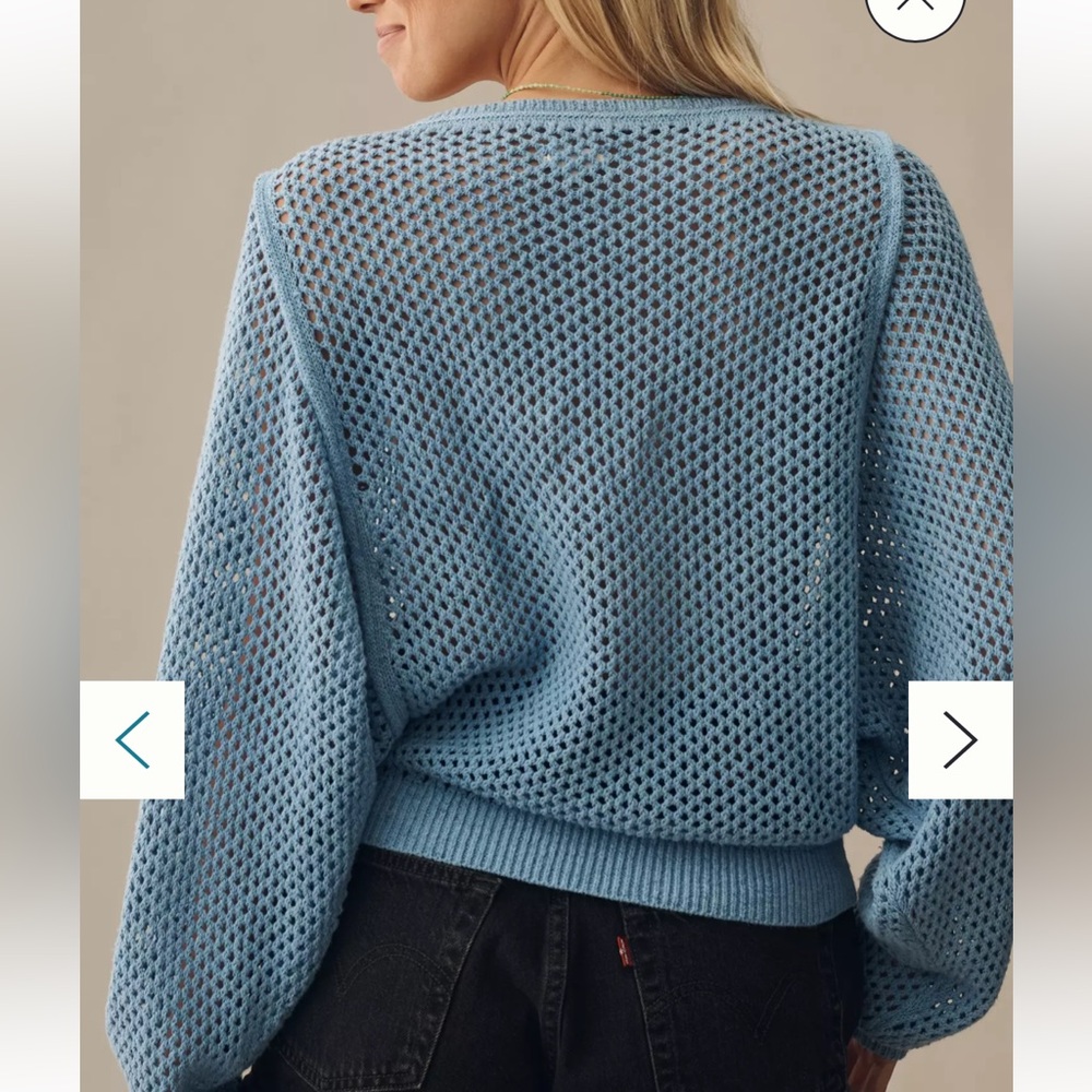 NWT Pilcro Open-Stitch Crew-Neck Sweater Blue Size XS - Picture 3 of 5